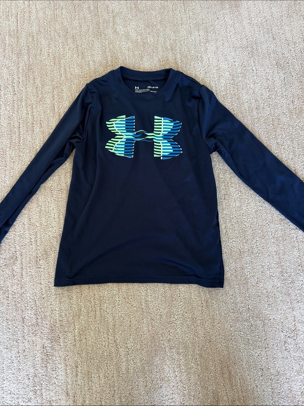 Under Armour Navy Long Sleeve Tee with Blue and Green Logo
